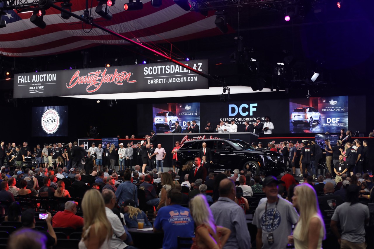 The 2025 Cadillac ESCALADE IQ at the Barrett-Jackson Scottsdale auction on Oct. 12, 2024.  