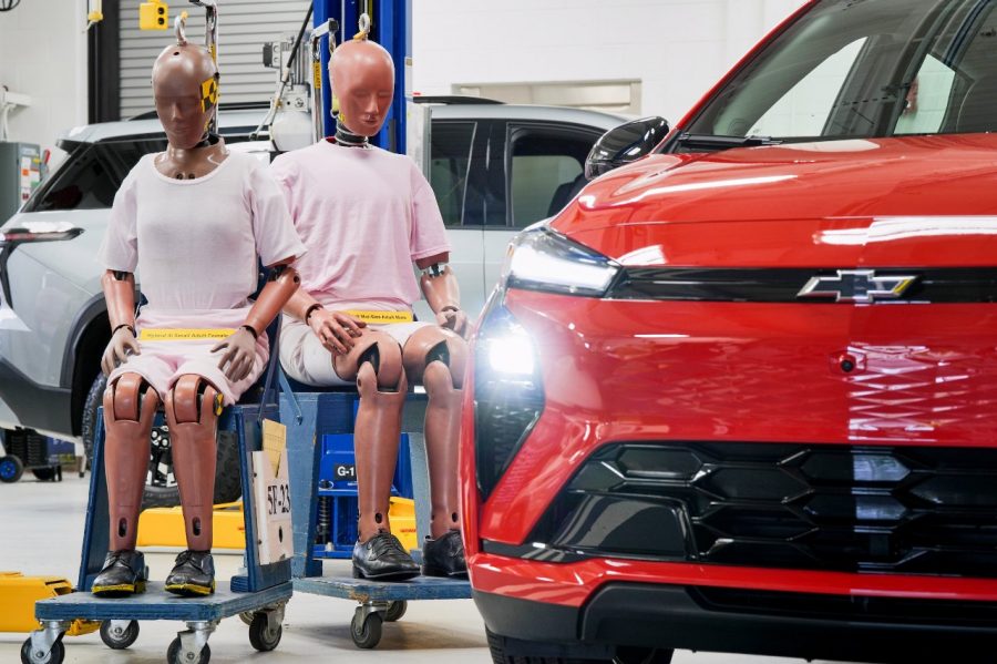 Chevrolet Bolt with crash test dummies