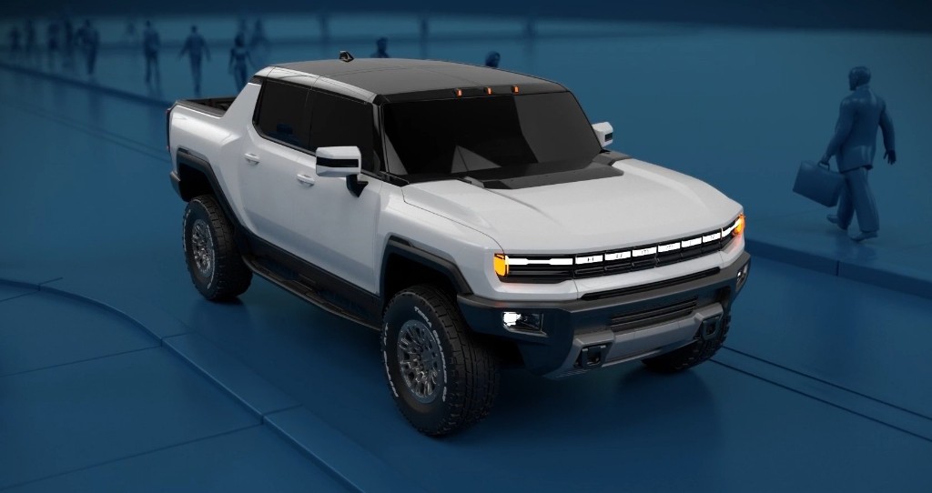 EV Hummer’s Rear End of the Vehicle Showing an AVAS Alert