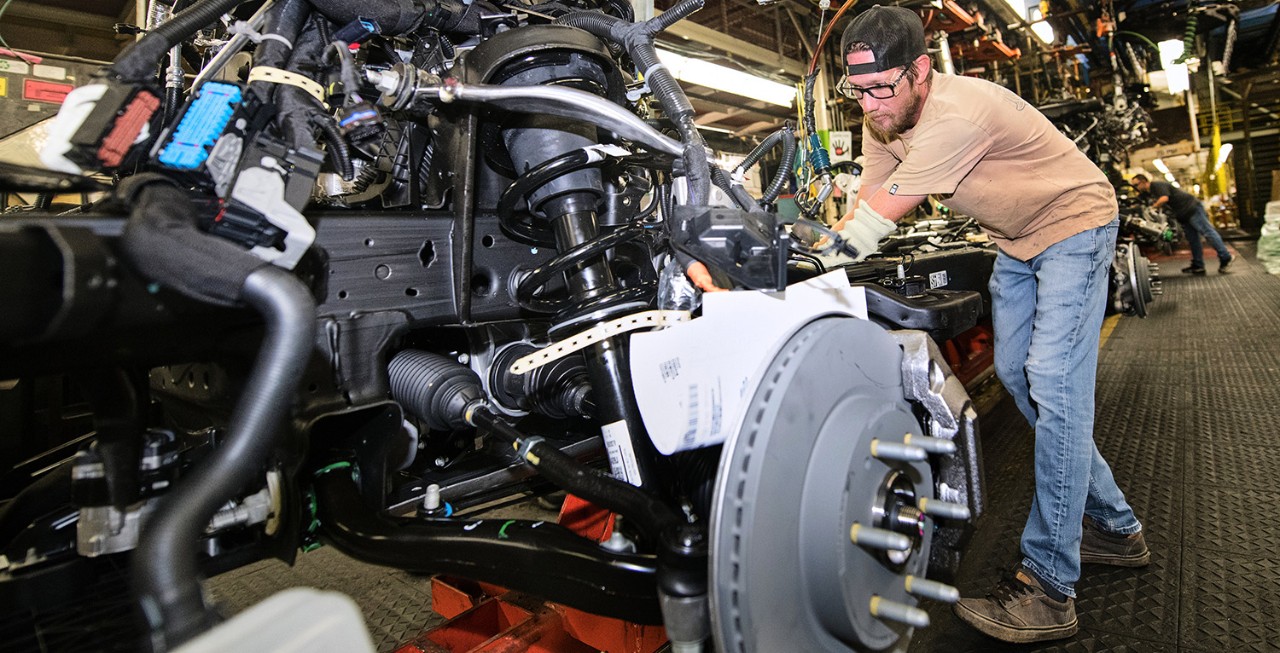 Wade Jenkins working on the line at Arlington Assembly