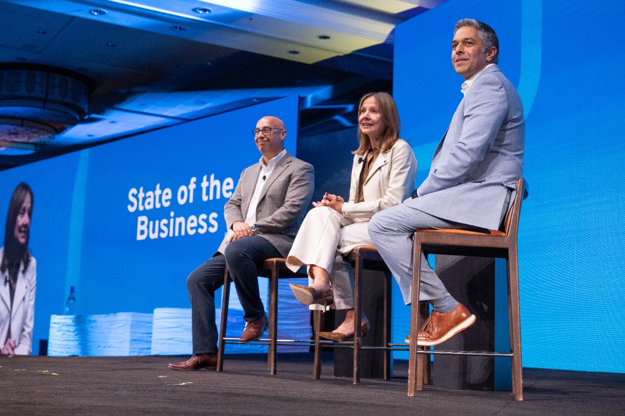 Jeff Morrison, Mary Barra and Shilpan Amin at GM's Supplier of the Year event.