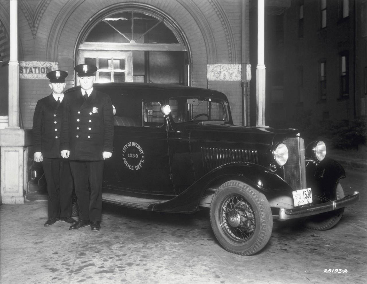 A 1933 Chevy Standard Six City of Detroit police car.