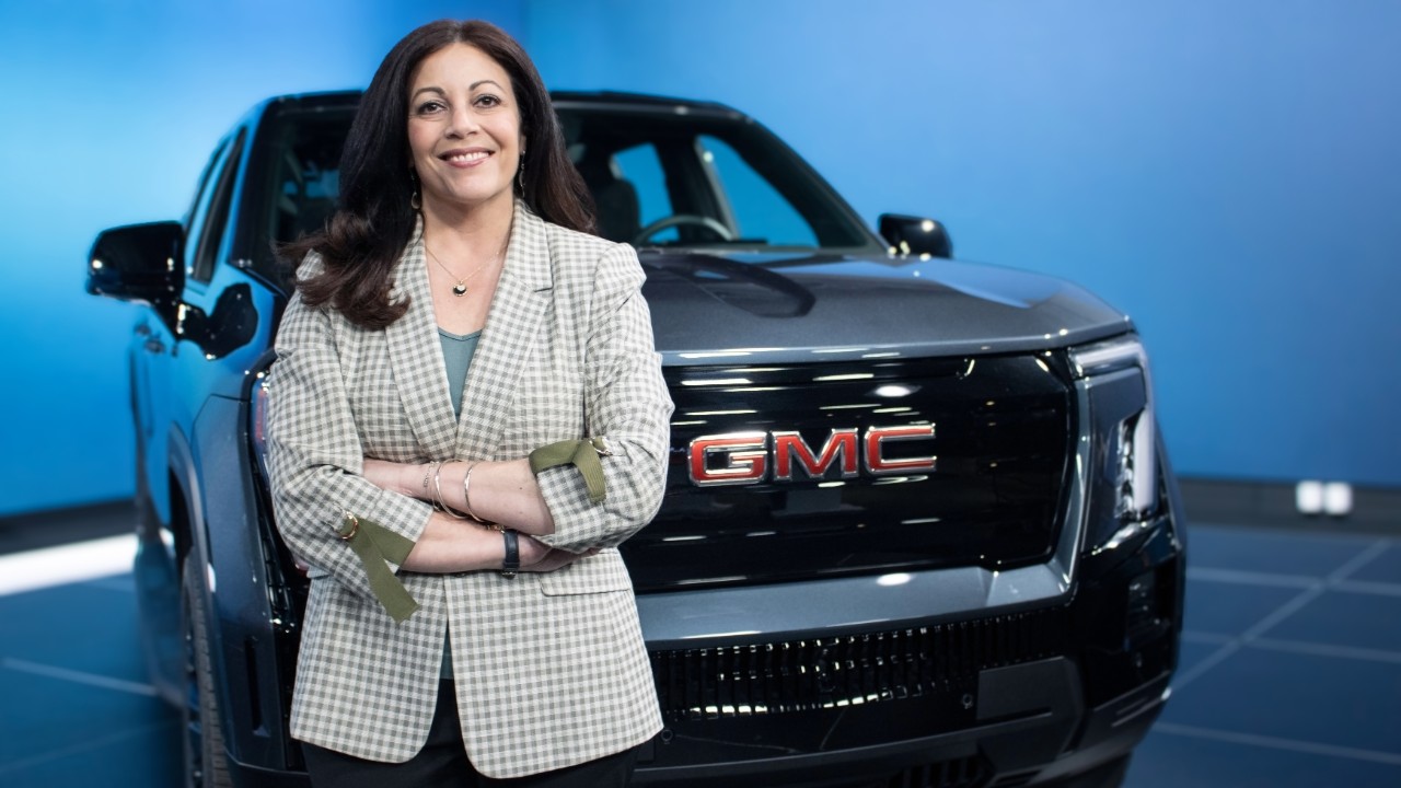 GM's Jaclyn McQuaid with a 2026 GMC Sierra EV Elevation (Photo: Jenn McKeogh)