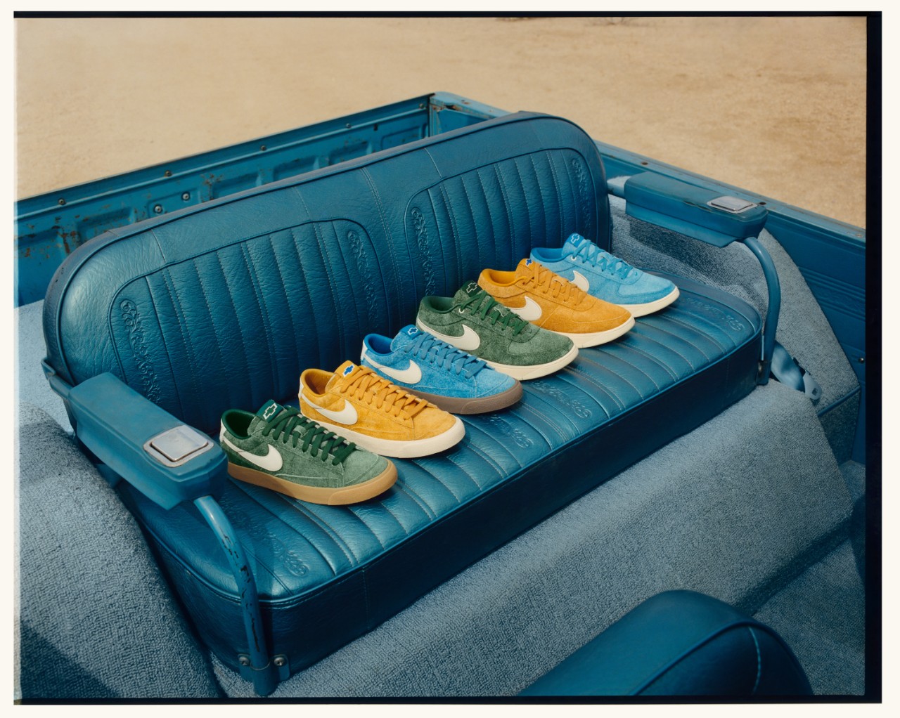 The Book 1 Blazer colorways were inspired by Booker's vintage Chevy trucks