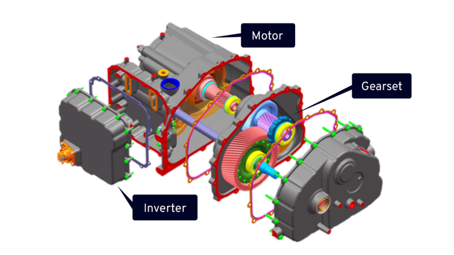 Exploded view of GM electric drive unit
