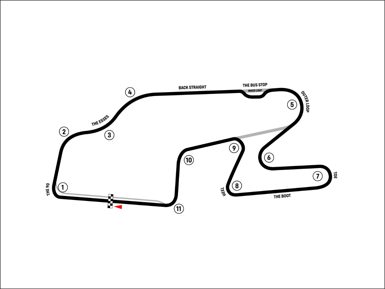Watkins Glen Long Course: 3.38 miles, 11 turns.