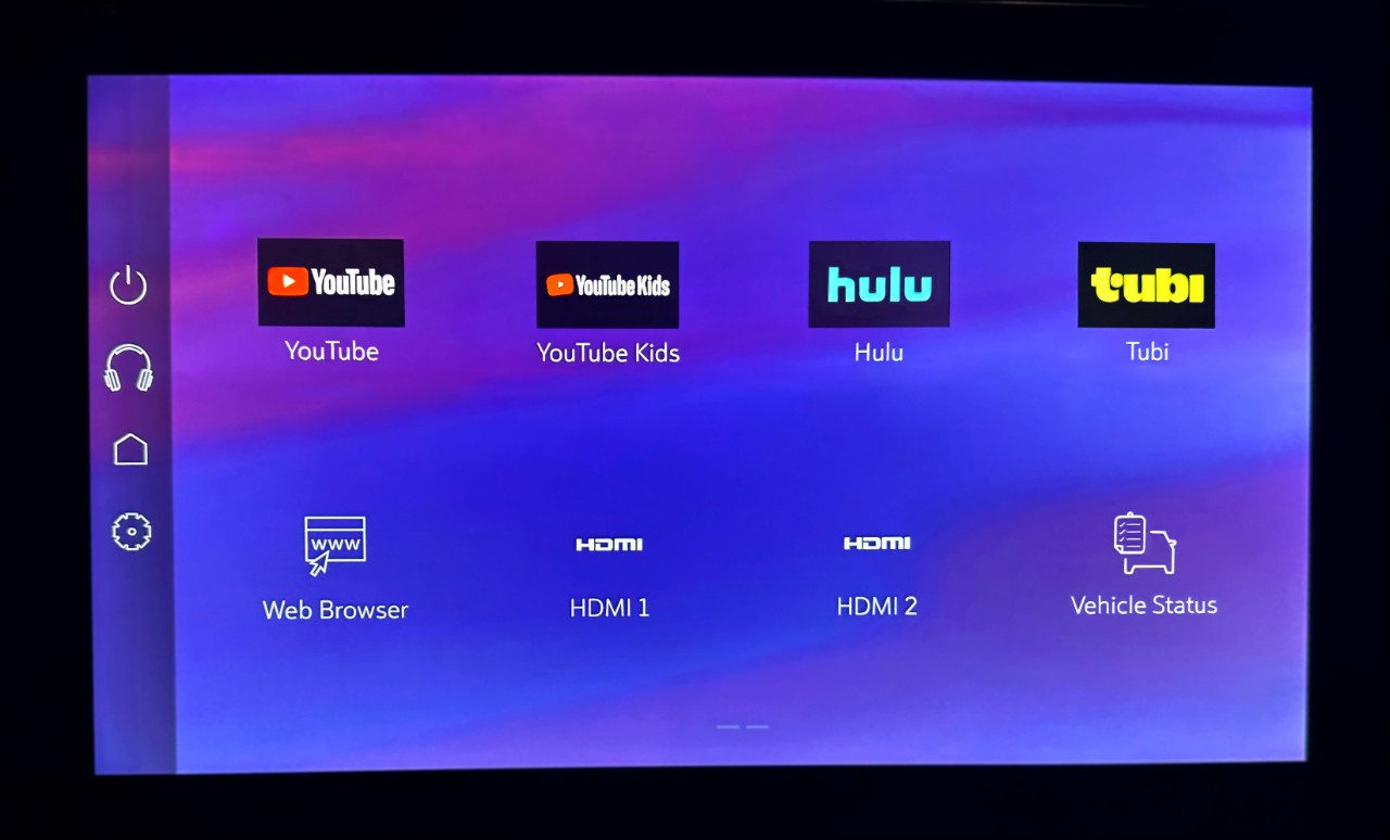 A screen with app icons for YouTube, Hulu, Tubi