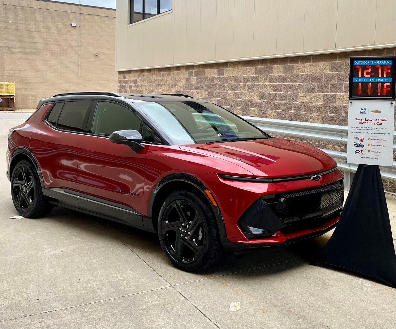 Temperatures inside parked vehicles can be far higher than the outside air. A demonstration of the temperature differential between the insider and outside of a parked vehicle.