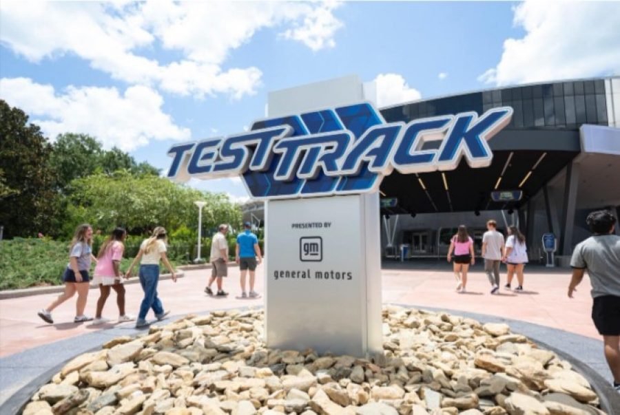 The front gate of Test Track presented by General Motors.