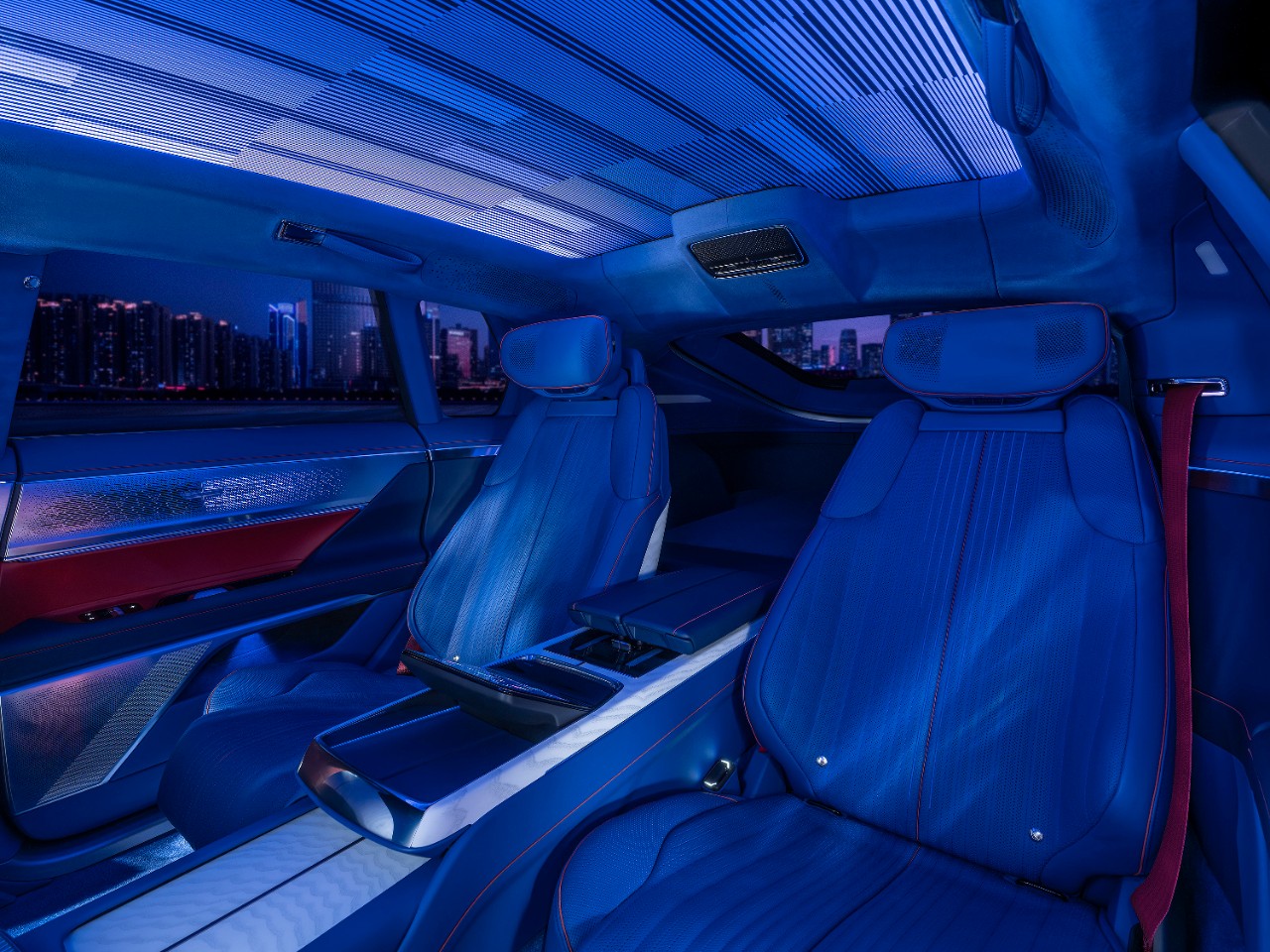 Blue Cadillac Celestiq interior.