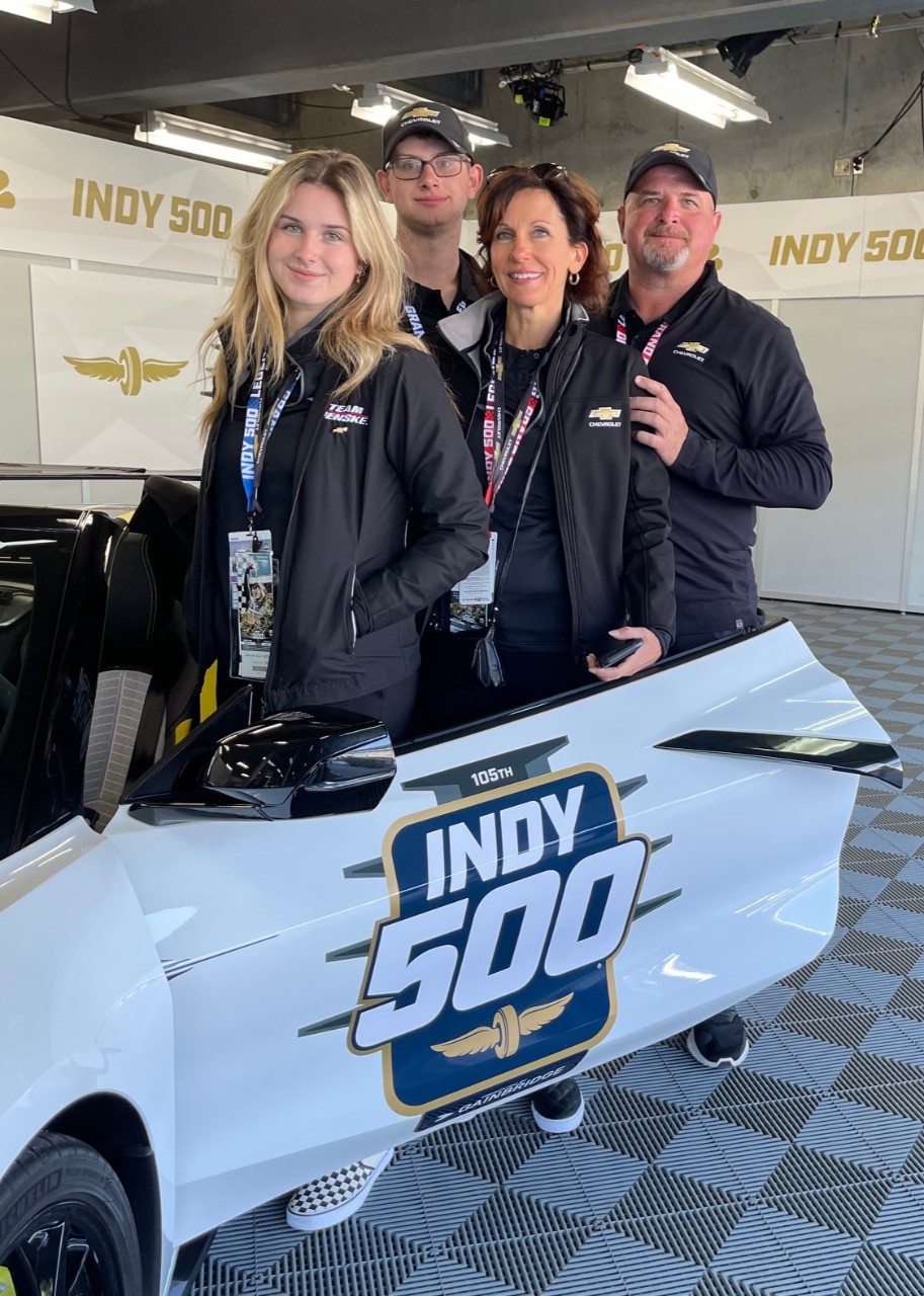 Ken Morris, his wife Michele and their children at the 2021 Indy 500
