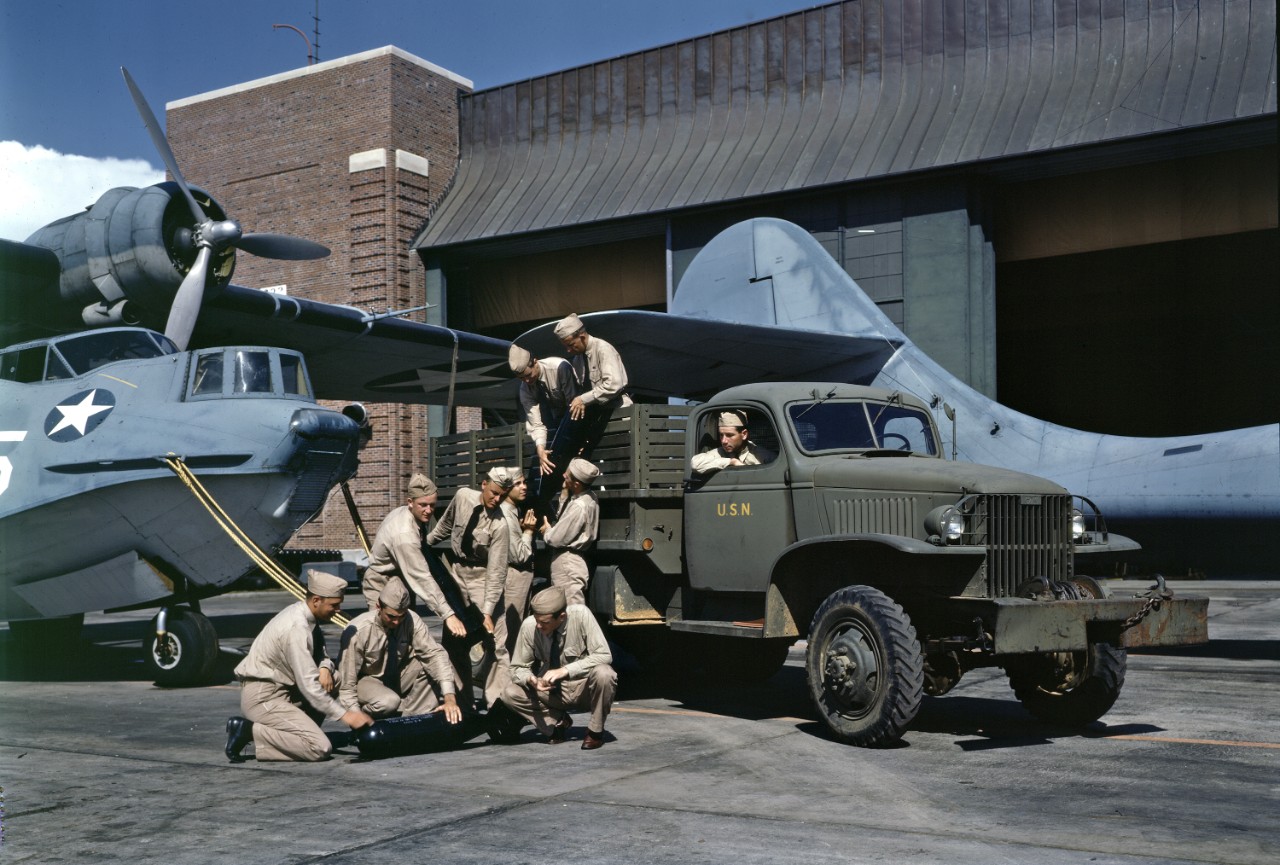 A U.S. Navy version of the GMC CCKW cargo truck.