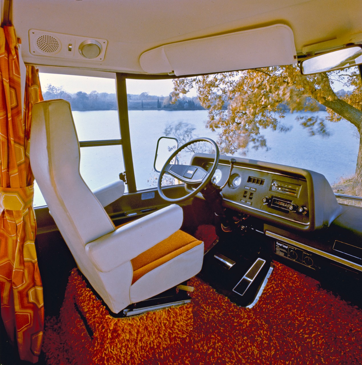 driver's seat of the GMC Motorhome