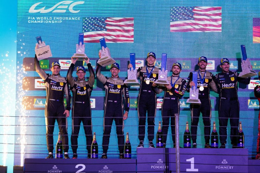 Cadillac Hertz Team JOTA drivers on the podium in São Paulo