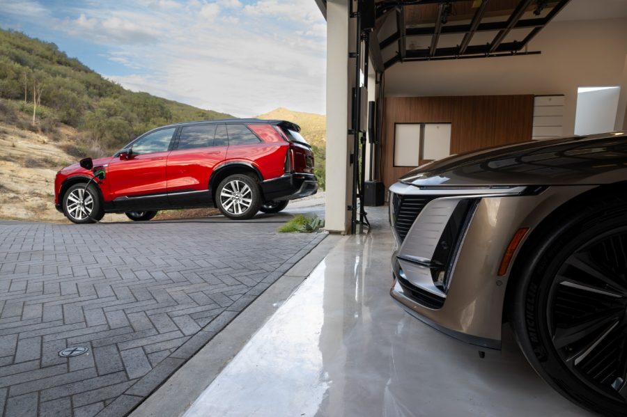 Front view of 2026 Cadillac ESCALADE IQ and MotorTrend award