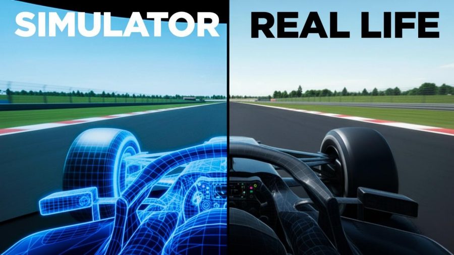 Comparison of simulated and real-life Formula 1 car.