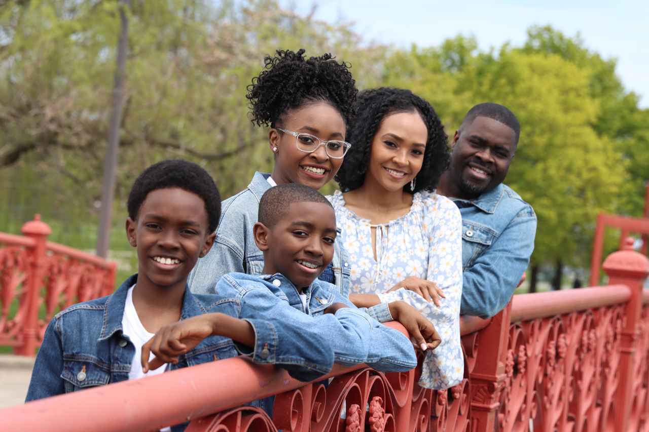 Elisha Brown with her husband and three children.