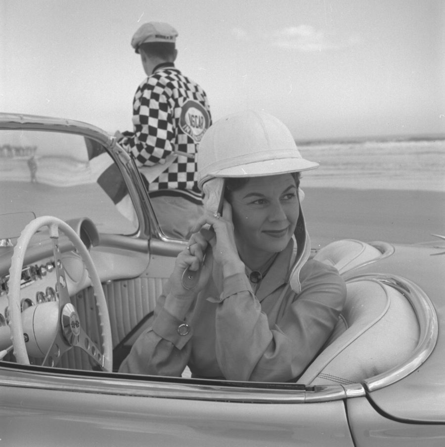 Betty Skelton in a Corvette in 1956