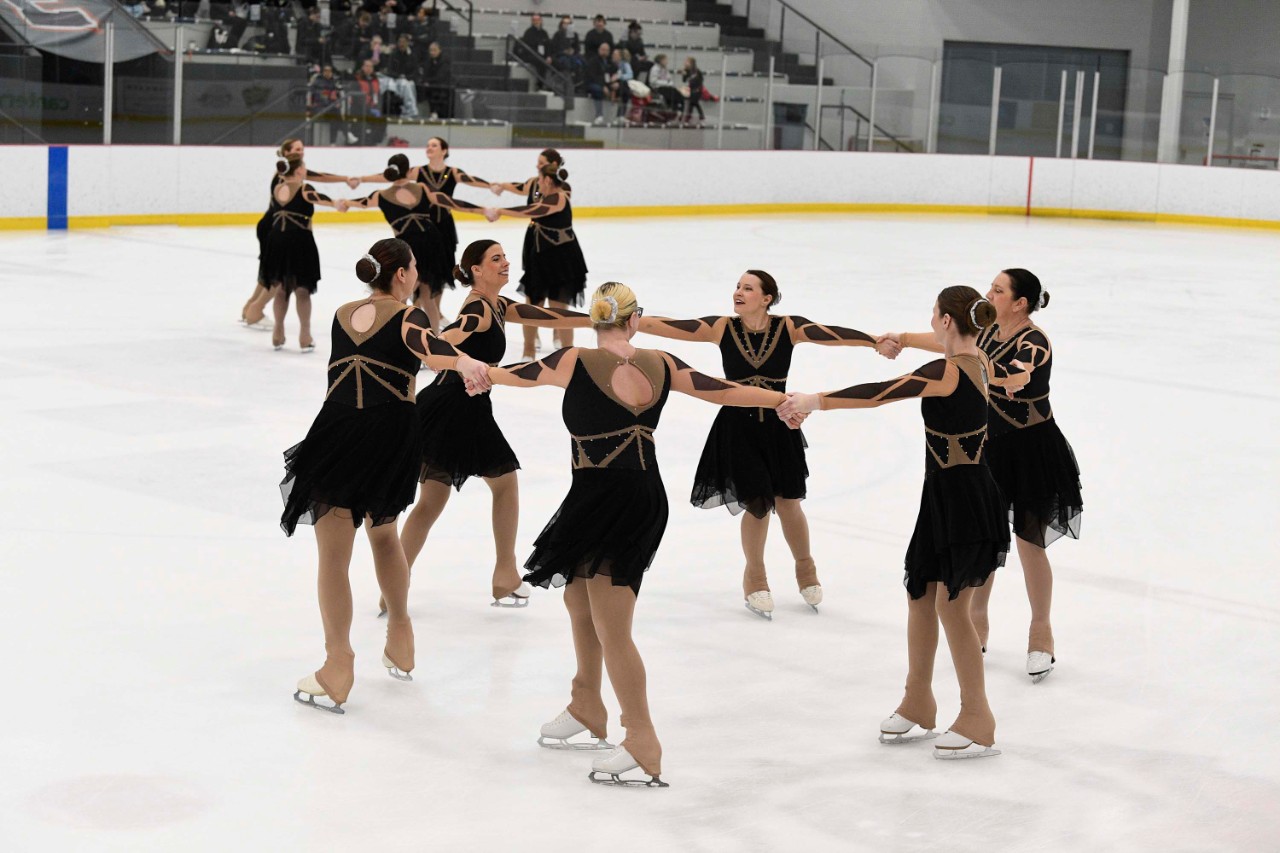 Synchronized ice skating team.