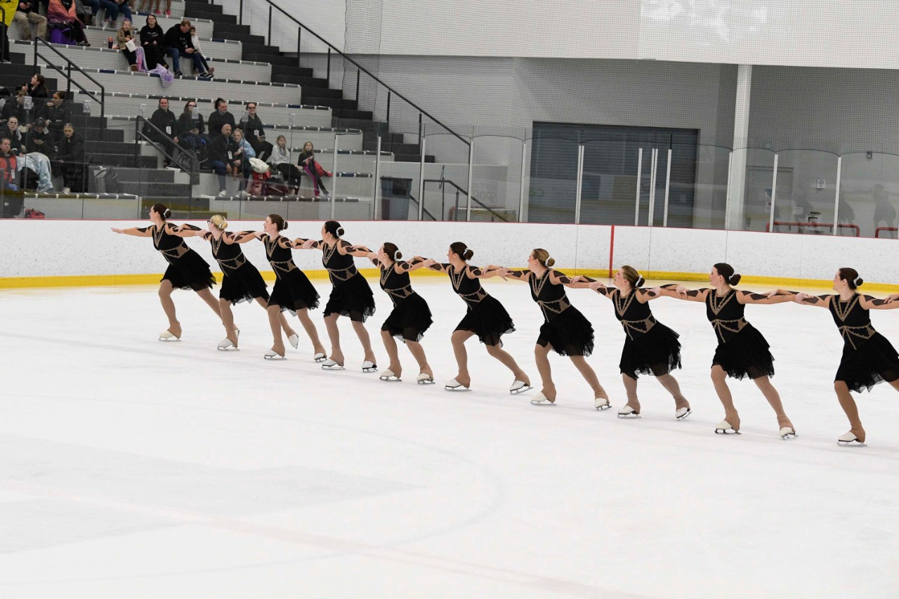 Synchronized ice skating team.