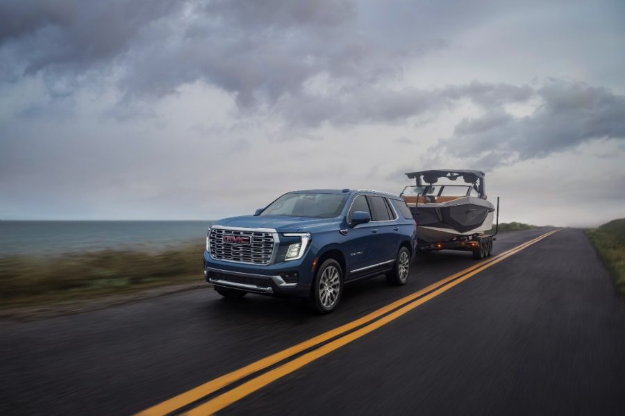GMC Yukon towing a boat