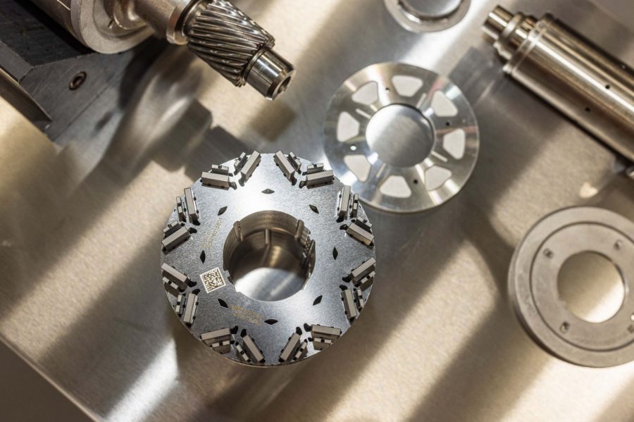 Detail of GM EV motor components.