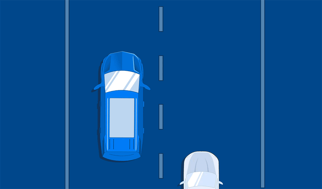 Car Changing Lanes with Lane Change Alert with Side Blind Zone Alert