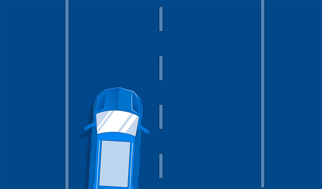 Car Swerving Out of Lane with Lane Keep Assist with Lane Departure Warning